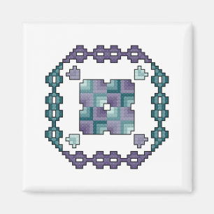 Quilt Square Cross Stitch Magneet