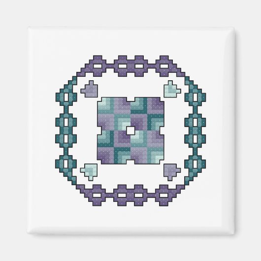 Quilt Square Cross Stitch Magneet (Voorkant)