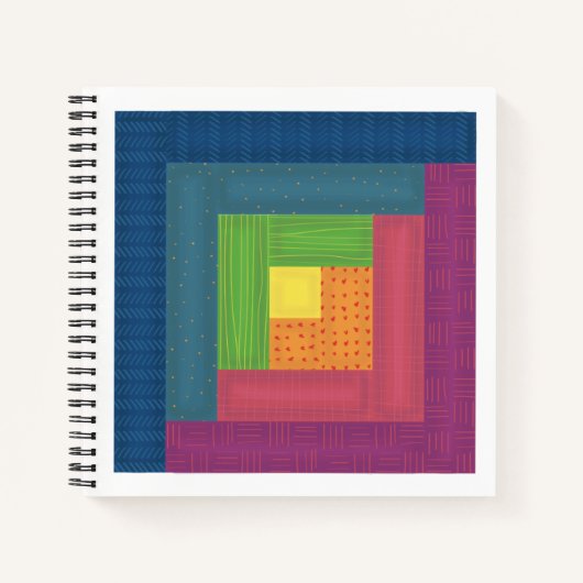 Quilt Square-laptop met logboekcabine Notitieboek (Voorkant)