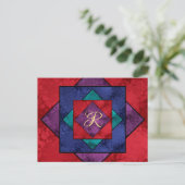 Quilt Square Monogram Briefkaart (Staand voorkant)