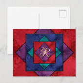 Quilt Square Monogram Briefkaart (Voorkant / Achterkant)