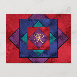 Quilt Square Monogram Briefkaart