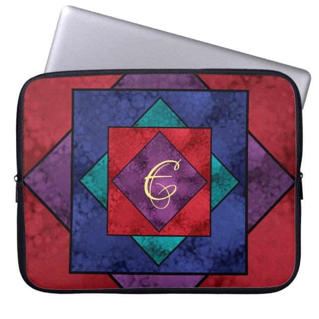 Quilt Square Monogram Laptop Sleeve (Voorkant)