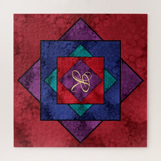 Quilt Square Monogram Legpuzzel (Horizontaal)