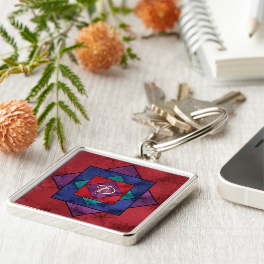 Quilt Square Monogram Sleutelhanger (Zijkant)