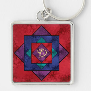 Quilt Square Monogram Sleutelhanger