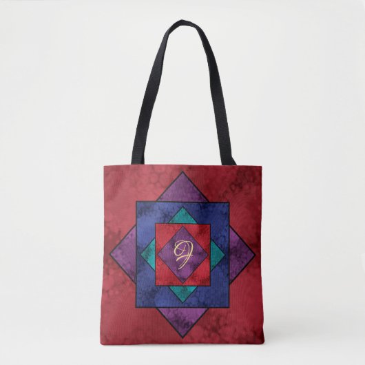 Quilt Square Monogram Tote Bag (Voorkant)