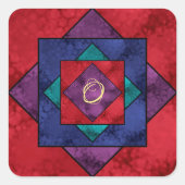 Quilt Square Monogram Vierkante Sticker (Voorkant)