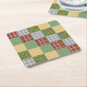Quilt Squares Fun Faux Quilt Onderzetter (Schuin)
