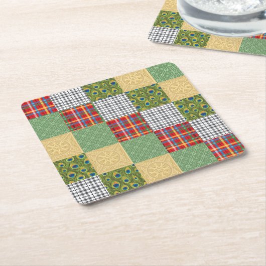 Quilt Squares Fun Faux Quilt Onderzetter (Schuin)