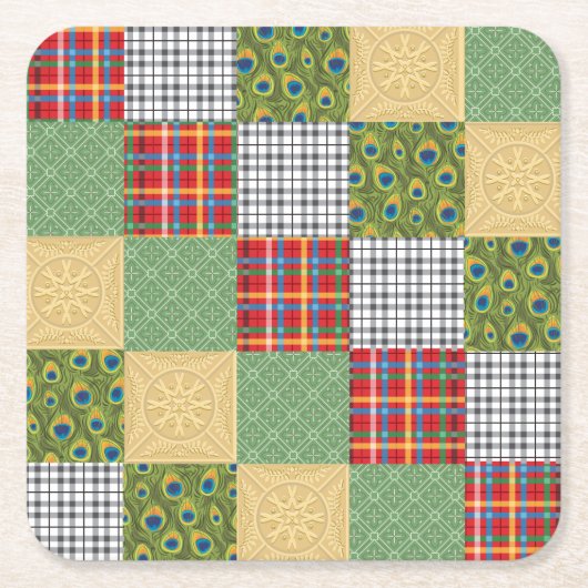 Quilt Squares Fun Faux Quilt Onderzetter (Voorkant)