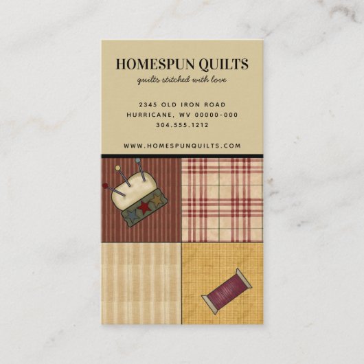 Quilt Squares Rustic Country Visitekaartje (Voorkant)
