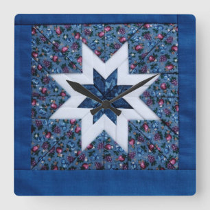 quilt star blue klok