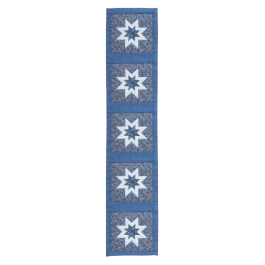 Quilt star blue korte tafelloper (Voorkant)