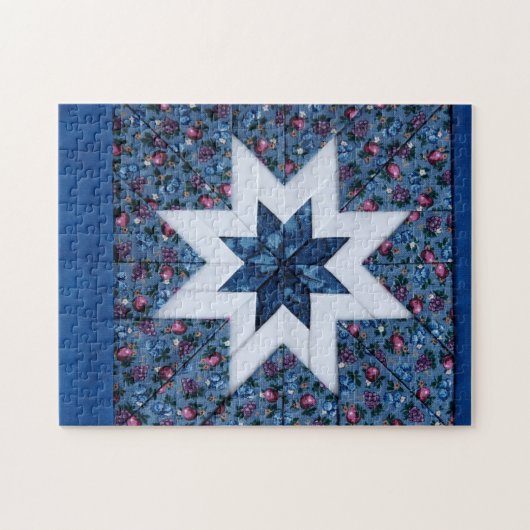 Quilt star blue legpuzzel (Horizontaal)