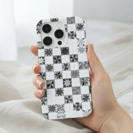 Quilt Star Hoesje Vintage Patchwork Geometrisch iPhone 15 Pro Case