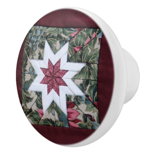 Quilt star maroon keramische knop (Rechts)