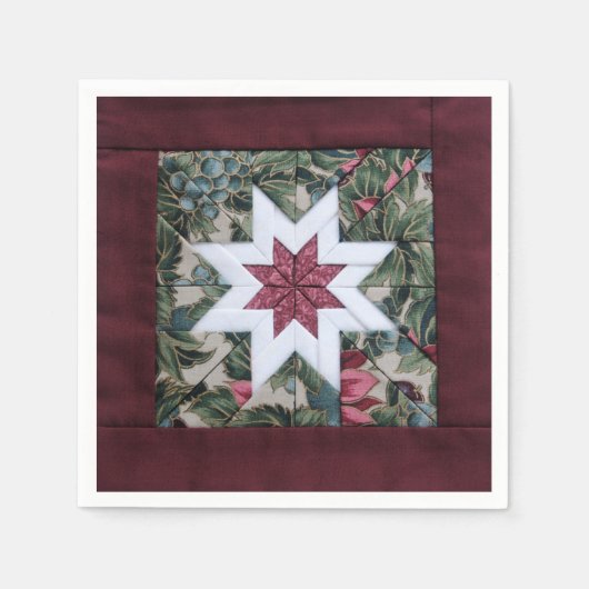 Quilt star maroon servet (Voorkant)