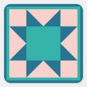 Quilt Sticker - Zaagtand Star (blauwgroen) (Voorkant)
