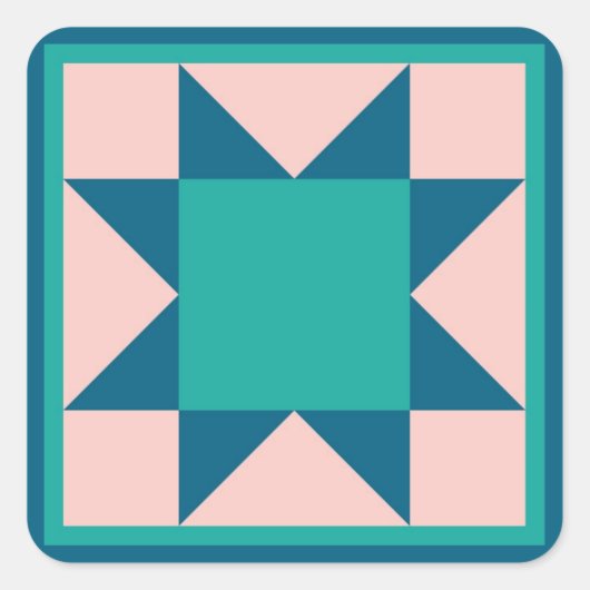 Quilt Sticker - Zaagtand Star (blauwgroen) (Voorkant)