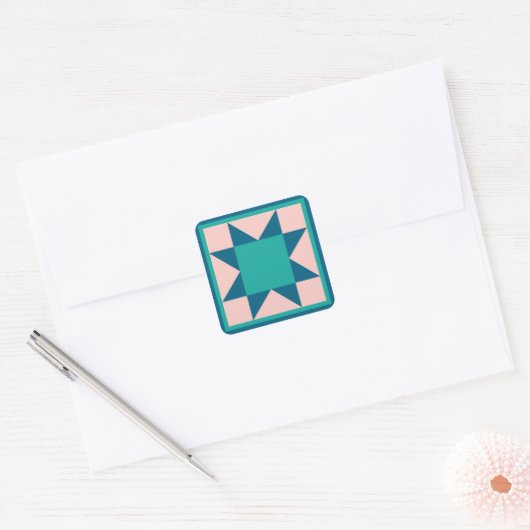 Quilt Sticker - Zaagtand Star (blauwgroen) (Envelop)