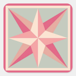 Quilt Stickers - Schuine Star (Roze/grijs)