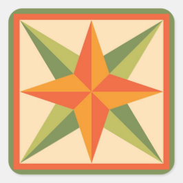 Quilt Stickers - Schuine Star (sinaasappel/groen)