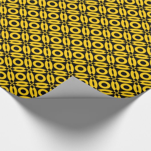 Quilt Style Pattern 02 - Ambergeel op zwart Cadeaupapier (Hoek)