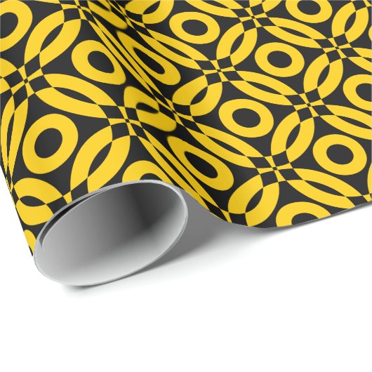 Quilt Style Pattern 02 - Ambergeel op zwart Cadeaupapier (Rol Hoek)