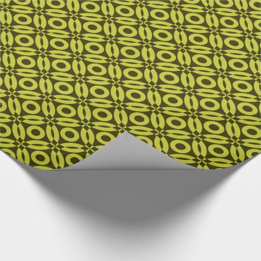 Quilt Style Pattern 02 - Banana on Deep Olive Cadeaupapier (Hoek)