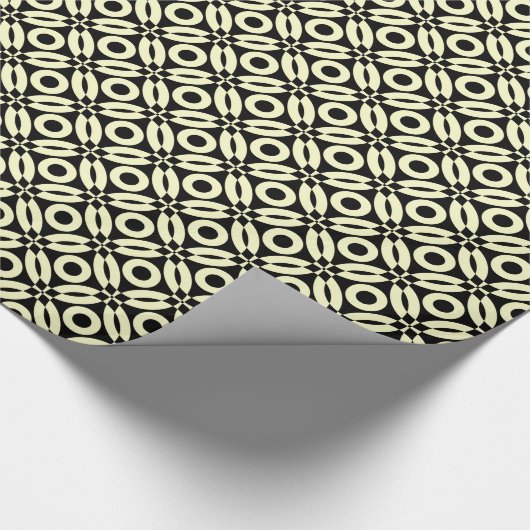 Quilt Style Pattern 02 - Bleek geel op zwart Cadeaupapier (Hoek)