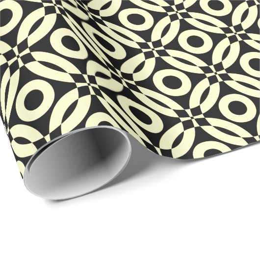 Quilt Style Pattern 02 - Bleek geel op zwart Cadeaupapier (Rol Hoek)