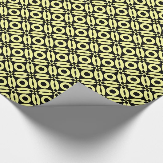 Quilt Style Pattern 02 - Chalk Yellow on Black Cadeaupapier (Hoek)