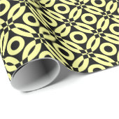 Quilt Style Pattern 02 - Chalk Yellow on Black Cadeaupapier (Rol Hoek)