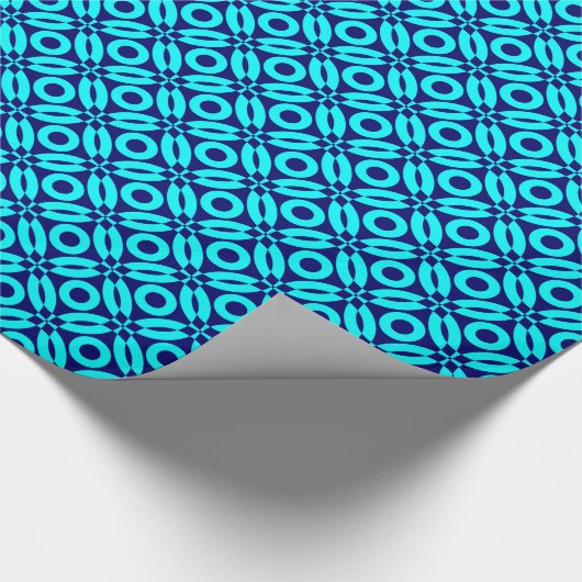 Quilt Style Pattern 02 - Cyan on Deep Navy Cadeaupapier (Hoek)