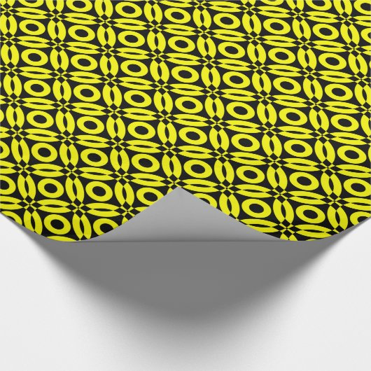 Quilt Style Pattern 02 - Geel op zwart Cadeaupapier (Hoek)