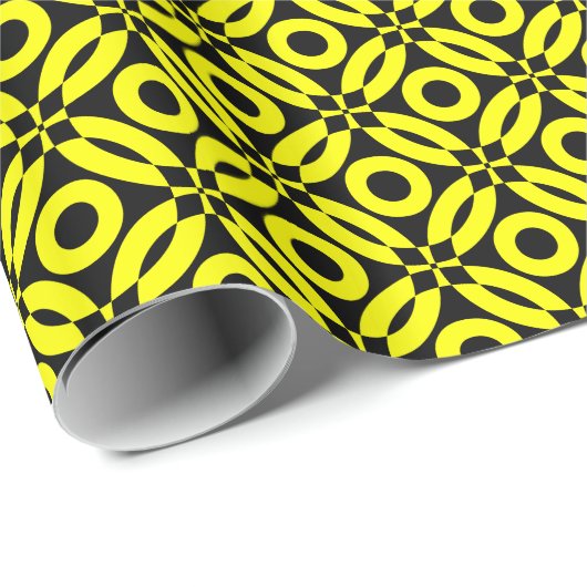 Quilt Style Pattern 02 - Geel op zwart Cadeaupapier (Rol Hoek)