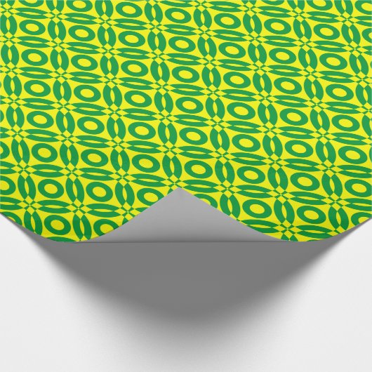 Quilt Style Pattern 02 - Grass Grn on Yellow Cadeaupapier (Hoek)