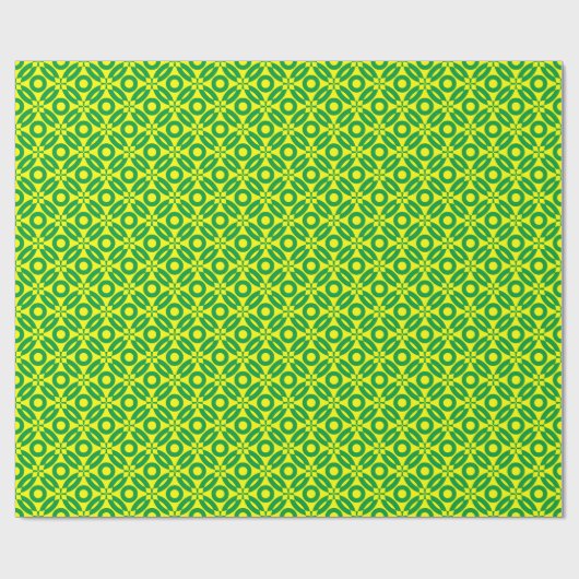 Quilt Style Pattern 02 - Grass Grn on Yellow Cadeaupapier (Vlak)