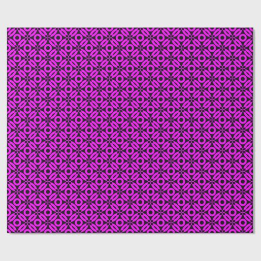 Quilt Style Pattern 02 - Magenta op Black Cadeaupapier (Vlak)
