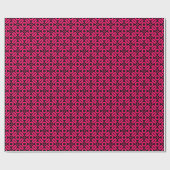 Quilt Style Pattern 02 - Neon Red op zwart Cadeaupapier (Vlak)