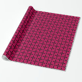 Quilt Style Pattern 02 - Neon Red op zwart Cadeaupapier (Uitgerold)