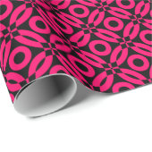 Quilt Style Pattern 02 - Neon Red op zwart Cadeaupapier (Rol Hoek)