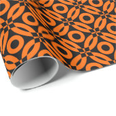 Quilt Style Pattern 02 - Oranje op zwart Cadeaupapier (Rol Hoek)