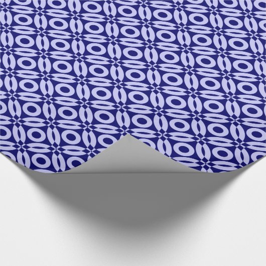 Quilt Style Pattern 02 - Powder Blue op Deep Navy Cadeaupapier (Hoek)