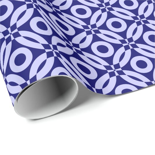 Quilt Style Pattern 02 - Powder Blue op Deep Navy Cadeaupapier (Rol Hoek)