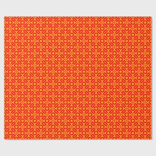 Quilt Style Pattern 02 - Rood op Geel Sinaasappel Cadeaupapier (Vlak)