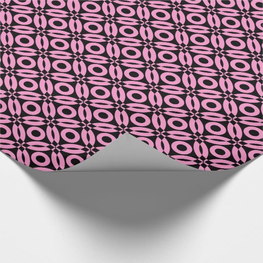 Quilt Style Pattern 02 - Roze op zwart Cadeaupapier (Hoek)