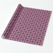 Quilt Style Pattern 02 - Roze op zwart Cadeaupapier (Uitgerold)