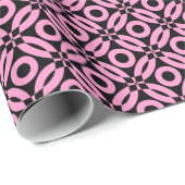 Quilt Style Pattern 02 - Roze op zwart Cadeaupapier (Rol Hoek)